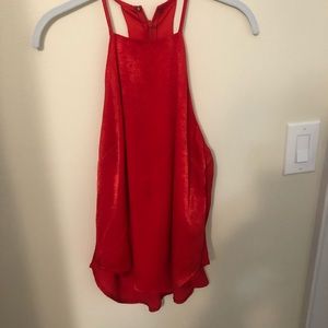 ASTR red silky racer back tank